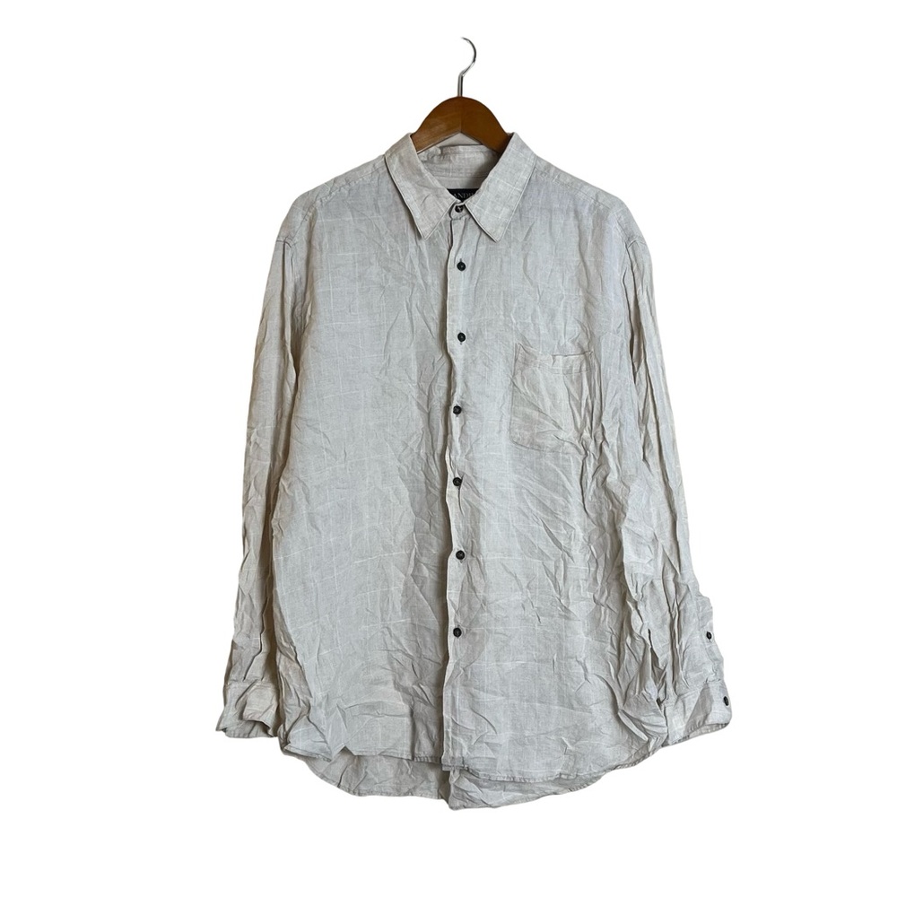 Brandini Le‎ collezioni beige 100% linen button down shirt